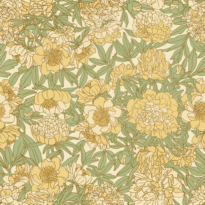 Sample - Peony Fever - Custom Sized Wallpaper Mural (per m2) - Yellow