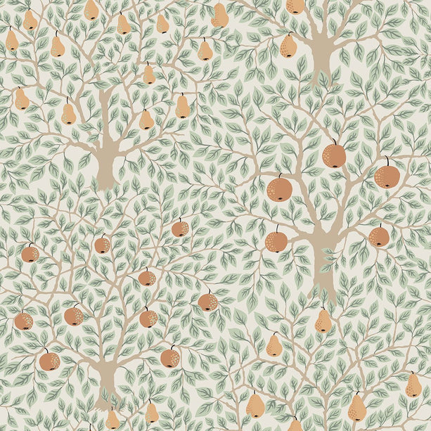 Sample - Pomona Pear Wallpaper - Green/Orange