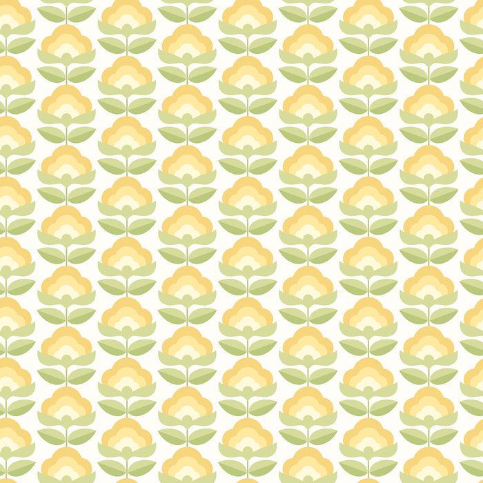 Sample - Retro Flower - Blooms Wallpaper - Sunshine
