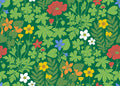 Sample - Retro Flowers - Custom Sized Wallpaper Mural (per m2) - Green