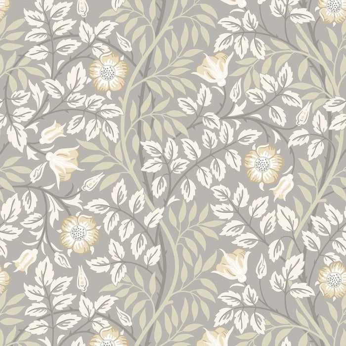 Sample - Rosehip Trail Wallpaper - Ohpopsi - Grey Stone
