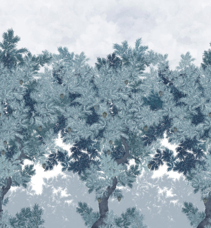 Sample - Scent of Pines - Custom Sized Wallpaper Mural (per m2) - Blue