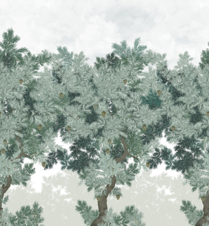 Sample - Scent of Pines - Custom Sized Wallpaper Mural (per m2) - Green