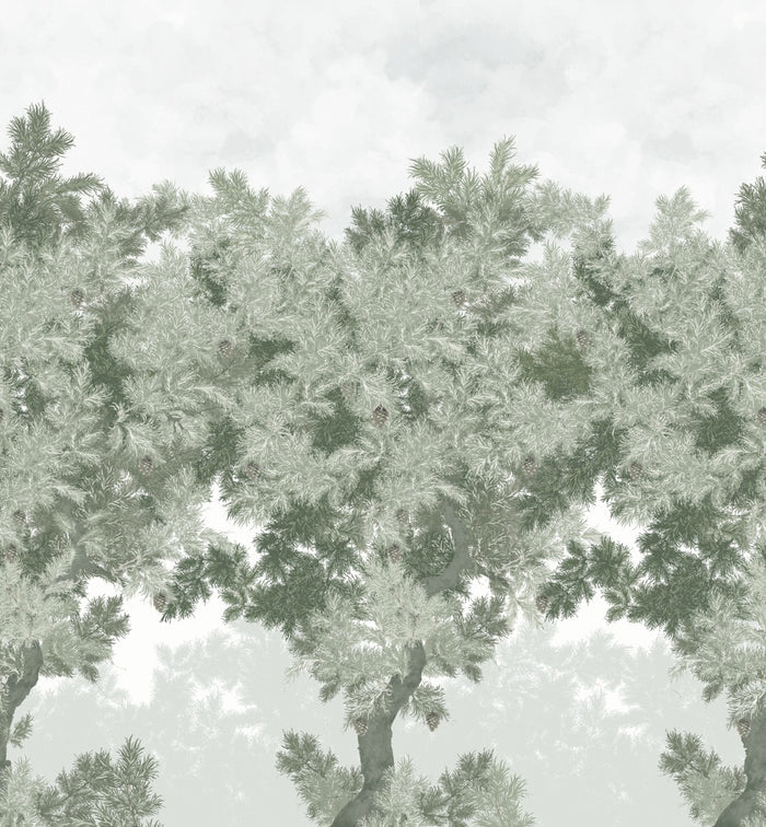 Sample - Scent of Pines - Custom Sized Wallpaper Mural (per m2) - Grey Green