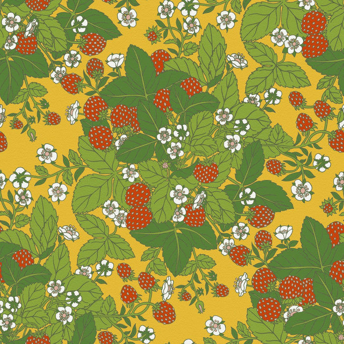 Sample - Strawberry Fields - Custom Sized Wallpaper Mural (per m2) - Yellow Multi