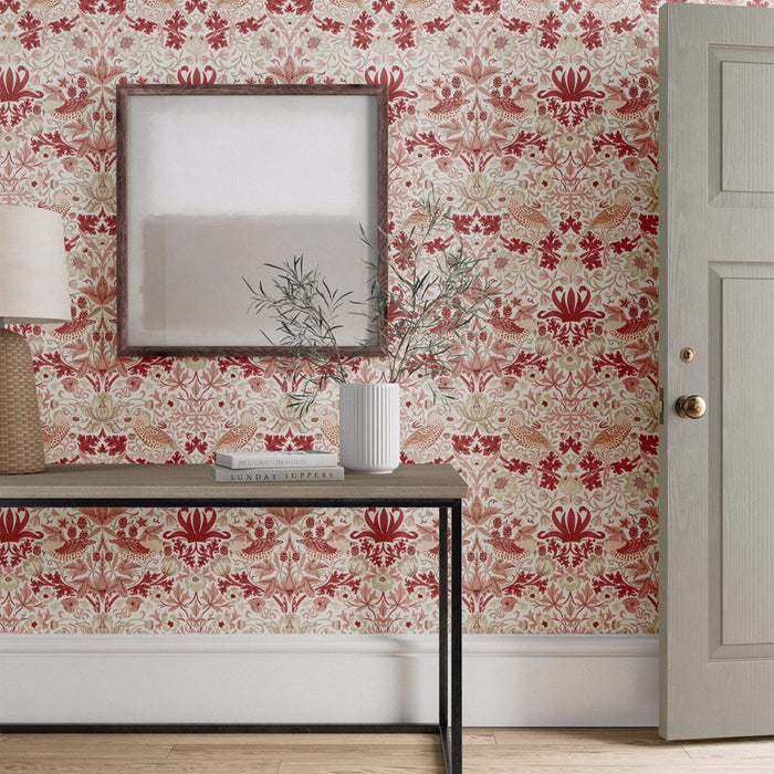 Sample - Strawberry Thief Wallpaper - Madder
