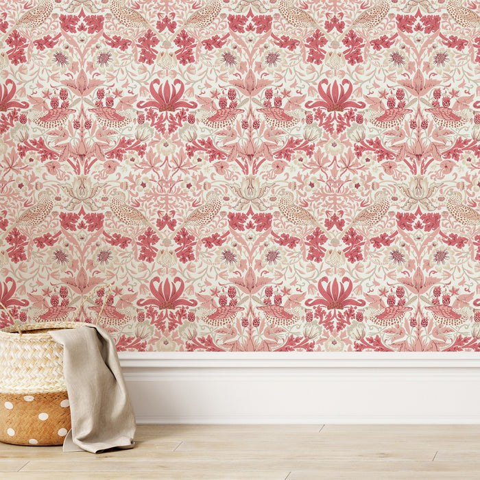 Sample - Strawberry Thief Wallpaper - Madder