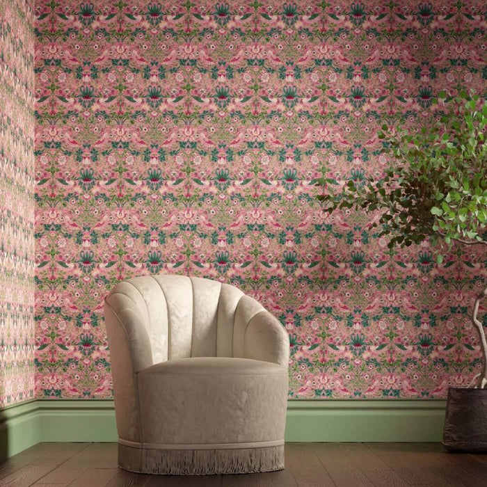 Sample - Strawberry Thief Wallpaper - Miami Strip