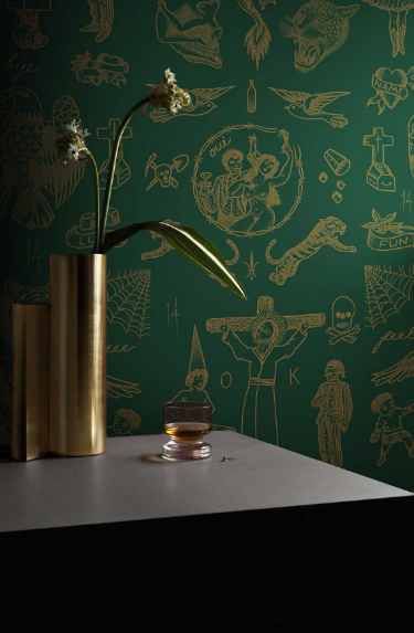 Sample - Tattoo Flash Wallpaper - Green/Gold