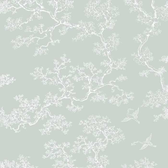 Sample - The Cranes - Florence Broadhurst Wallpaper - Moonbeam