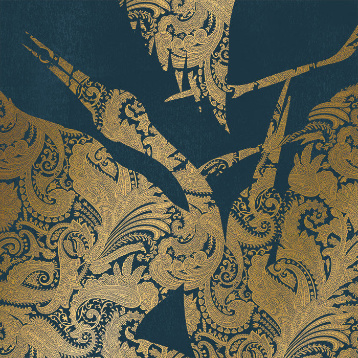 Sample - The Swoop Luxe Wallpaper - Blue Gold