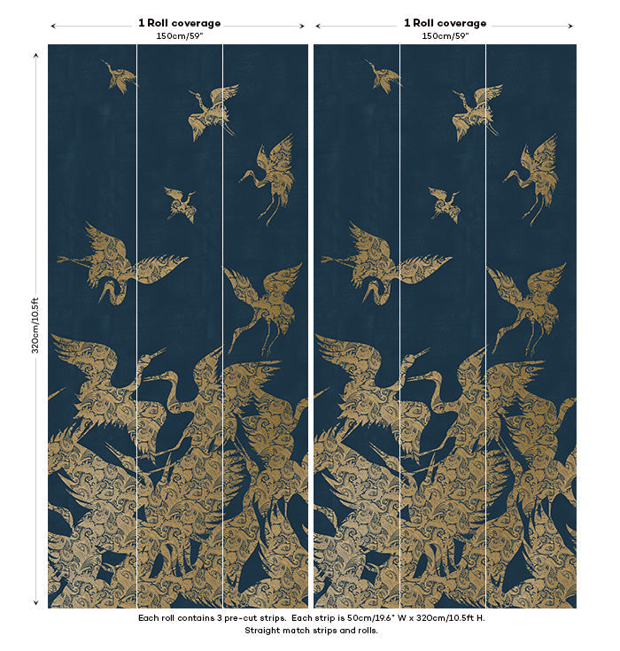Sample - The Swoop Luxe Wallpaper - Blue Gold