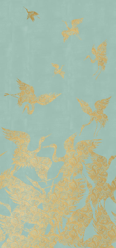 Sample - The Swoop Luxe Wallpaper - Sage Gold