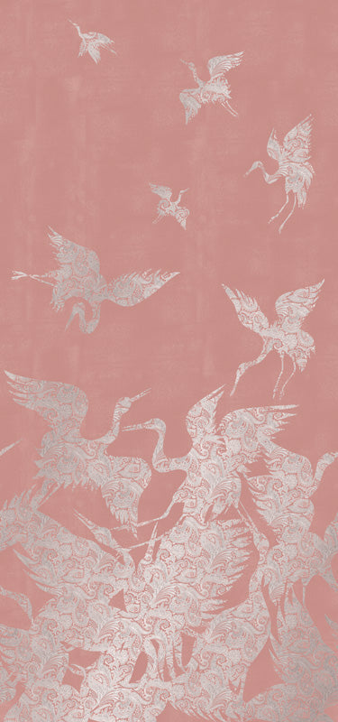 Sample - The Swoop Luxe Wallpaper - Silver Pink