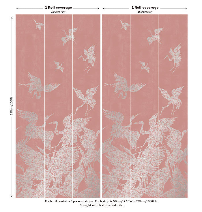Sample - The Swoop Luxe Wallpaper - Silver Pink