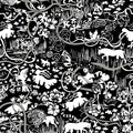 Sample - Vines - Custom Sized Wallpaper Mural (per m2) - Black/White