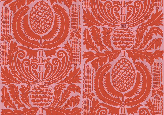 Sample - Zappa - Custom Sized Wallpaper Mural (per m2) - Orange Pink