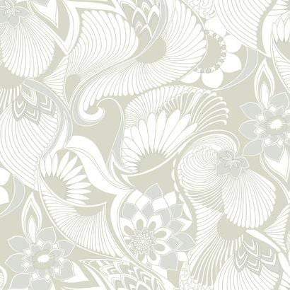 Sample – Aubrey Florence Broadhurst Wallpaper - White/Grey