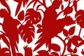 Sample – Cockatoos Florence Broadhurst Wallpaper - Wide Width Vinyl - Scarlet