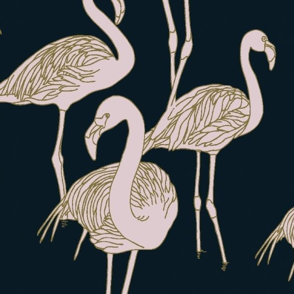 Sample – Deco Flamingo Wallpaper - Super Wide - Rose De France