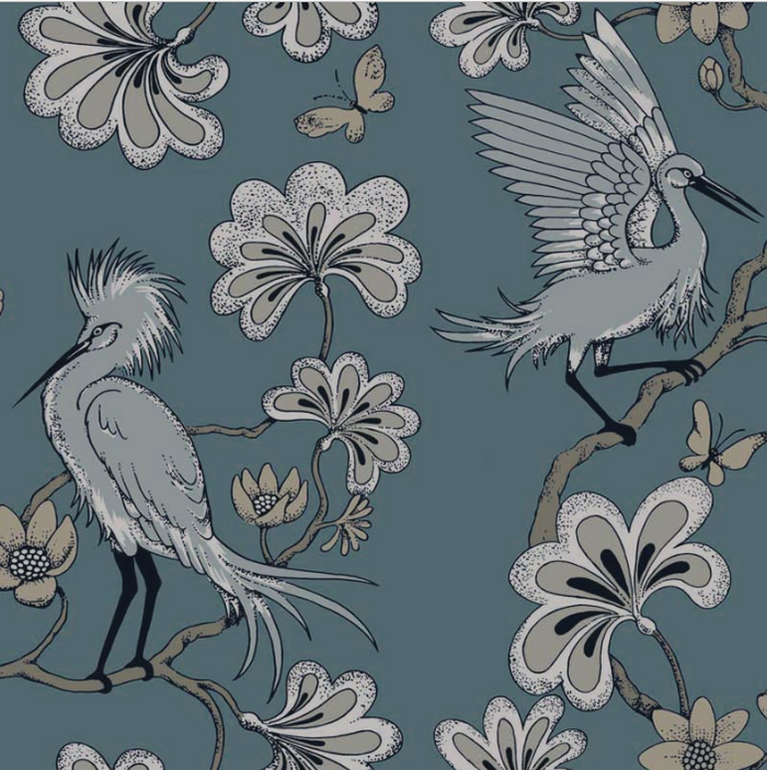 Sample – Egrets Florence Broadhurst Wallpaper - Azure