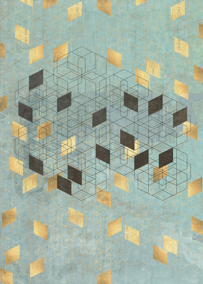 Sample – Gold Leaf Geo - Custom Sized Wallpaper Mural (per m2)