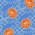 Sample – Large Floral Trellis Florence Broadhurst Wallpaper - Empire Blue