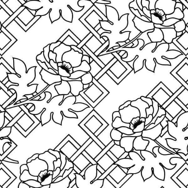 Sample – Large Floral Trellis Florence Broadhurst Wallpaper - Twig