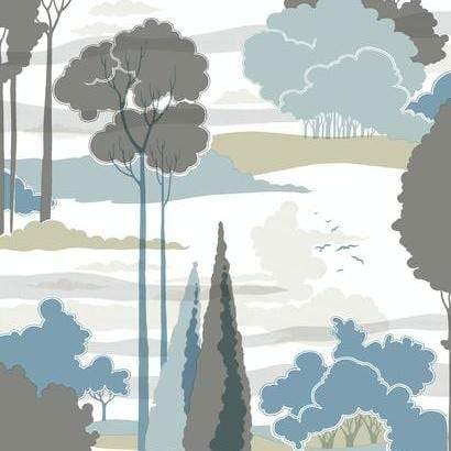 Sample – Macarthur Park Florence Broadhurst Wallpaper - Blue/Gray/Beige