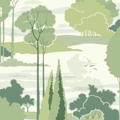 Sample – Macarthur Park Florence Broadhurst Wallpaper - Gray/Green