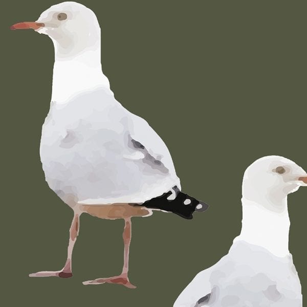 Sample – Two's Company Seagull Wallpaper - Moss