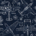 Sample – Zoom Airplane - Blue - Custom Sized Wallpaper Mural (per m2)