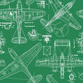 Sample – Zoom Airplane - Forest Green - Custom Sized Wallpaper Mural (per m2)