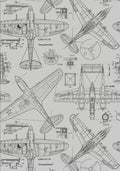 Sample – Zoom Airplane - Grey - Custom Sized Wallpaper Mural (per m2)