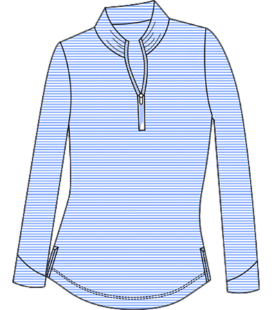 SanSoleil SOLTEK Ice Stripe 1/4 Zip Mock Neck Top