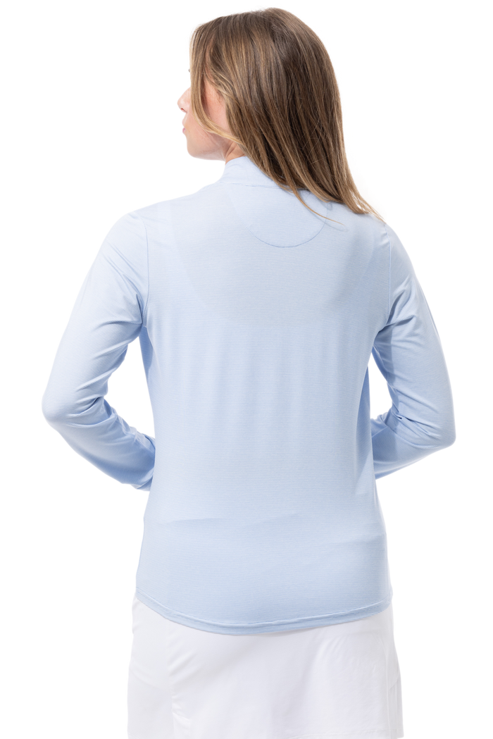 SanSoleil SOLTEK Ice Stripe 1/4 Zip Mock Neck Top