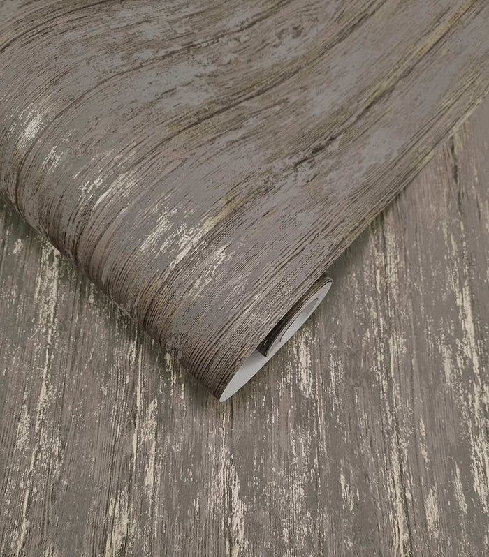Sapele Wood Panels Wallpaper - Charcoal