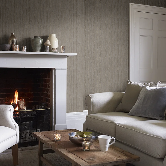 Sapele Wood Panels Wallpaper - Charcoal