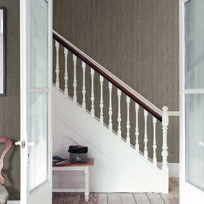 Sapele Wood Panels Wallpaper - Charcoal