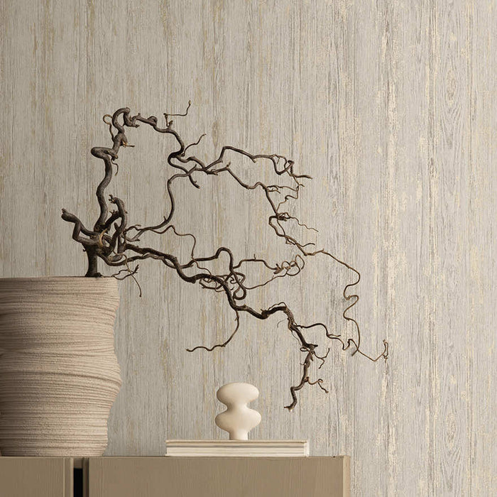Sapele Wood Panels Wallpaper - Dove