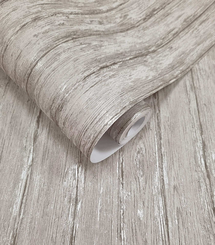 Sapele Wood Panels Wallpaper - Grey
