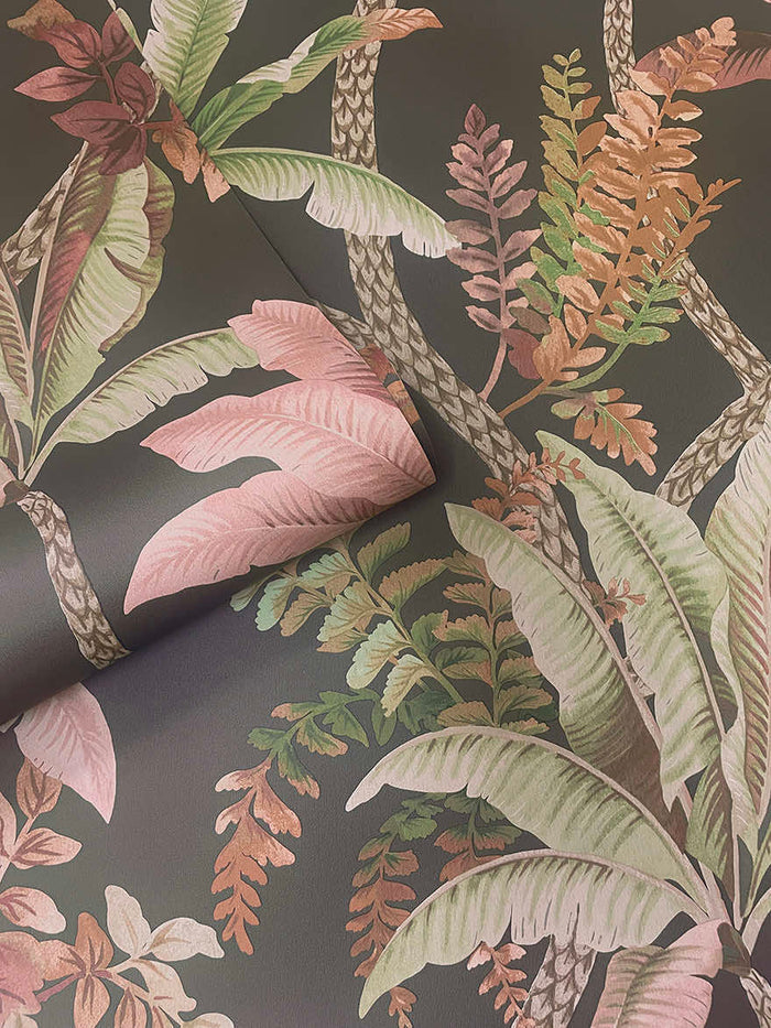 Roll of Saranda wallpaper in Charcoal