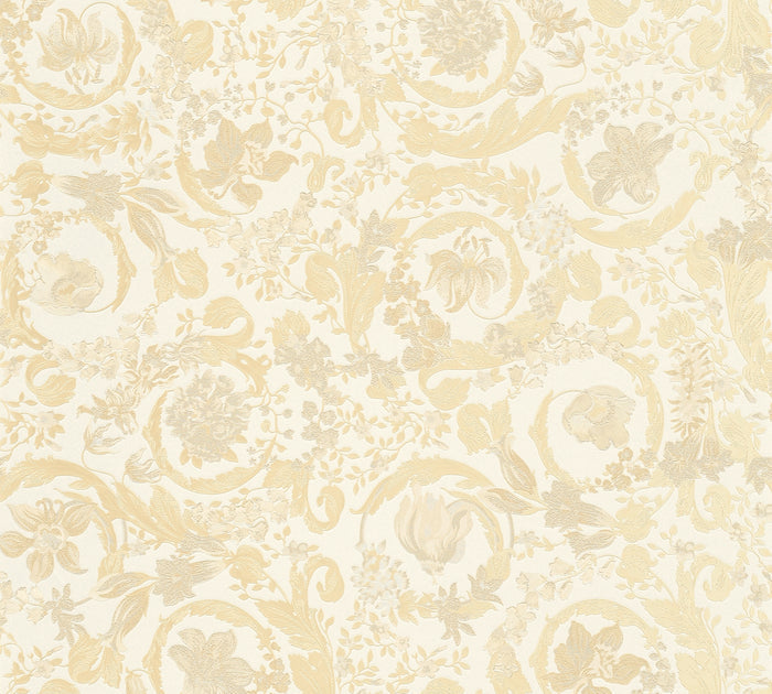 Versace Satin Wallpaper - Cream/Soft Gold