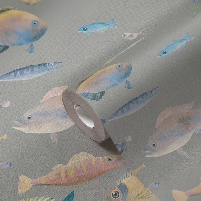School's Out Fish Wallpaper - Grey