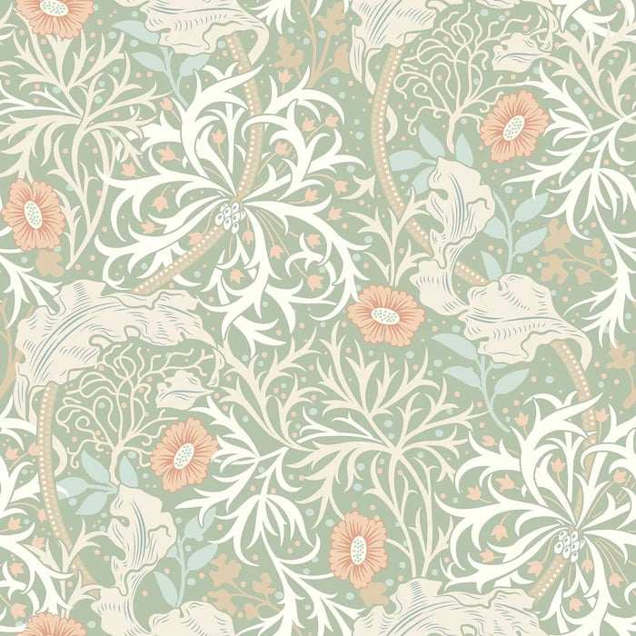 Seaweed Garden Wallpaper - Ohpopsi - Sage/Apricot