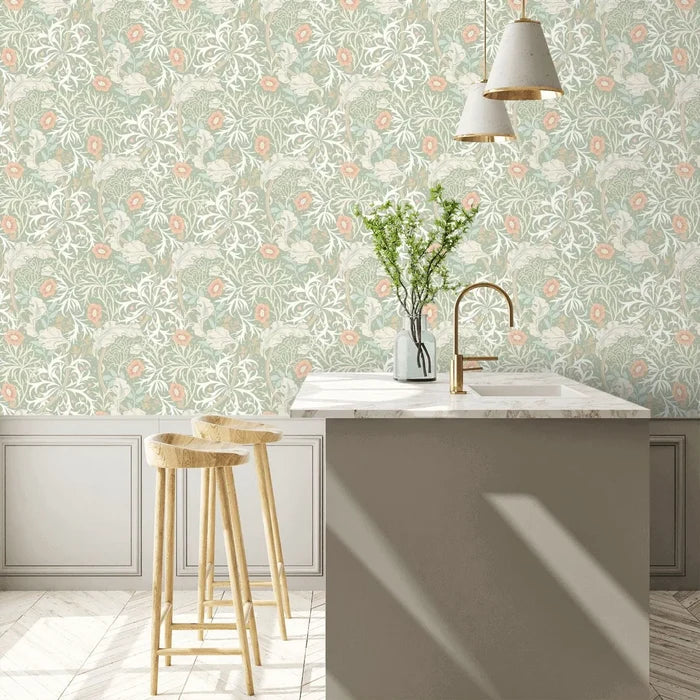 Seaweed Garden Wallpaper - Ohpopsi - Sage/Apricot