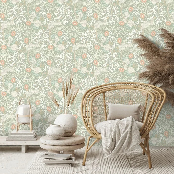 Seaweed Garden Wallpaper - Ohpopsi - Sage/Apricot