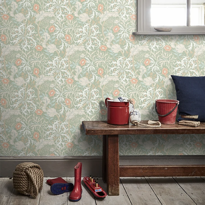 Seaweed Garden Wallpaper - Ohpopsi - Sage/Apricot