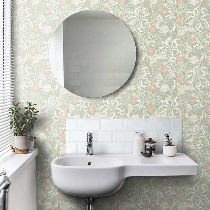Seaweed Garden Wallpaper - Ohpopsi - Sage/Apricot