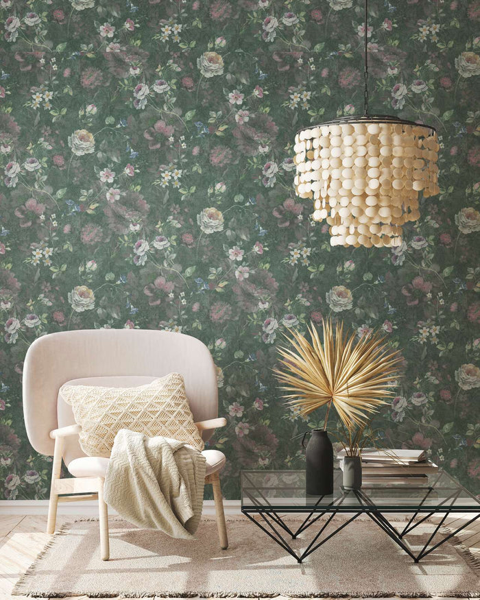 Secret Garden - Floral Wallpaper - Green